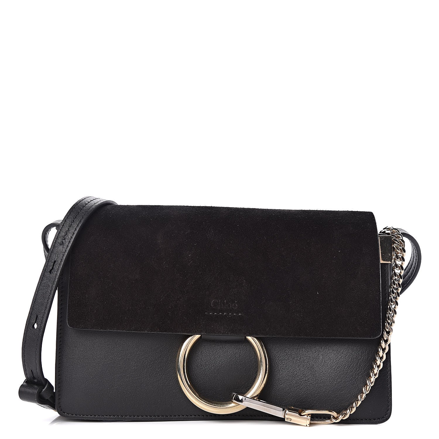 Chloe Suede Calfskin Small Faye Shoulder Bag Black 1 of 10