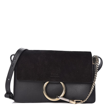 Chloe Suede Calfskin Small Faye Shoulder Bag Black 1 of 10