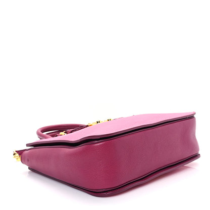 Miu Miu Goatskin Madras Bi-Color Shopping Tote Pink Malva 4 of 10
