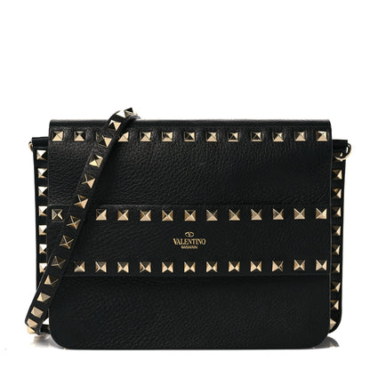 Valentino Garavani Pebbled Calfskin Rockstud Side Slip Crossbody Black 1 of 6