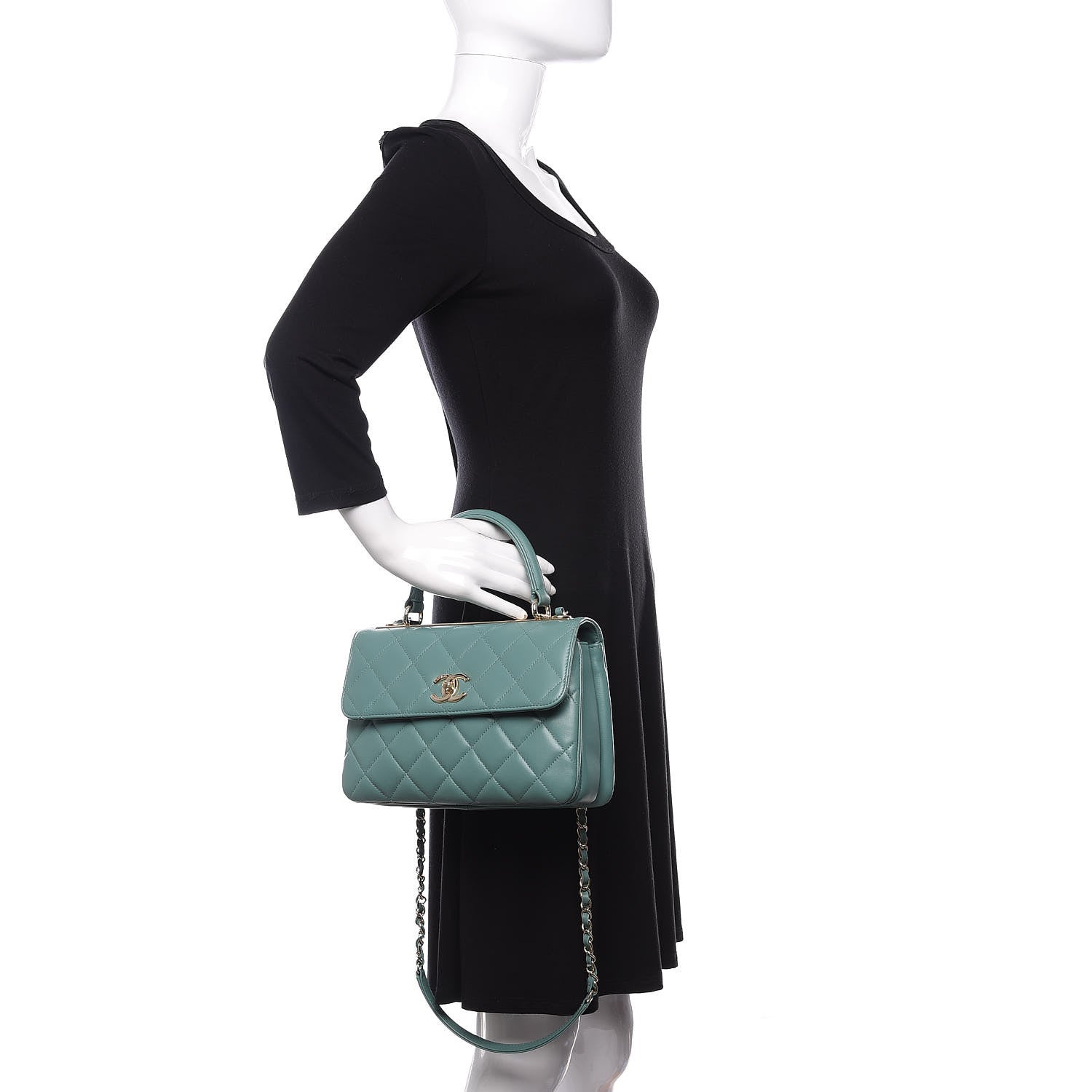 Chanel Lambskin Quilted Small Trendy CC Flap Dual Handle Bag Light Green 3 of 13