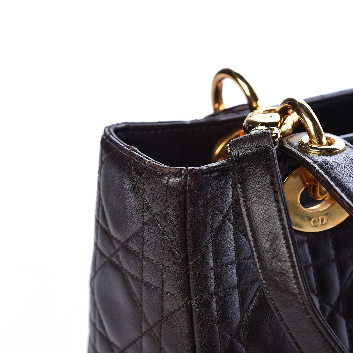 Lambskin Cannage Medium Lady Dior Dark Brown