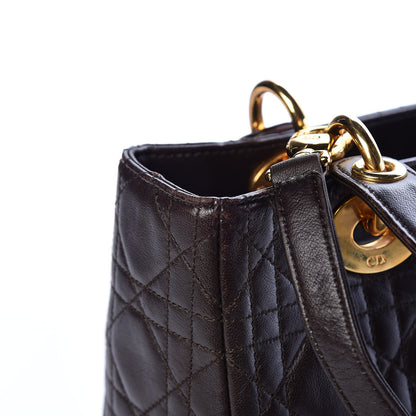Christian Dior Lambskin Cannage Medium Lady Dior Dark Brown 17 of 18