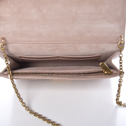 Christian Dior Lambskin Cannage Studded Dioraddict Wallet on Chain Clutch Nude 5 of 13