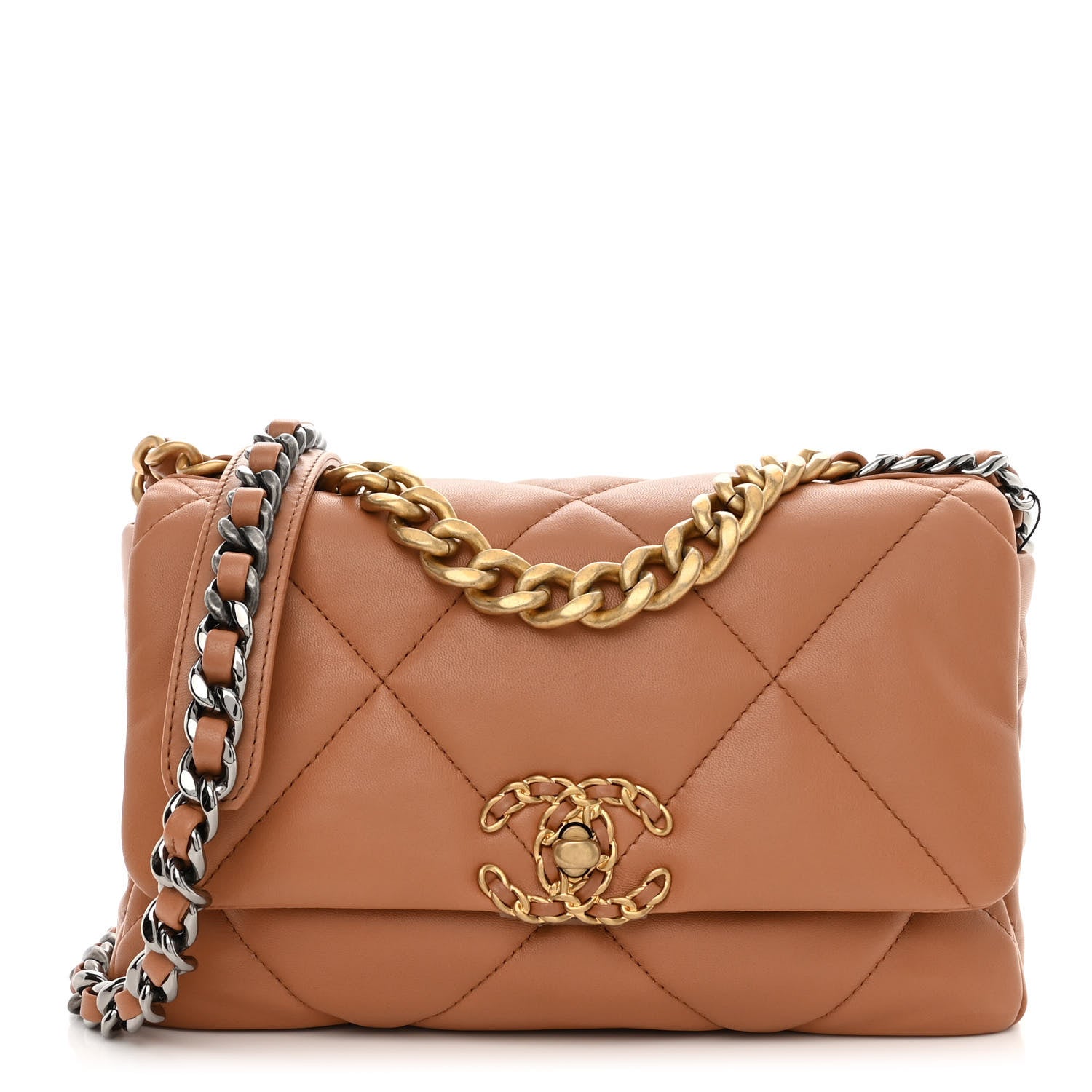 Chanel Lambskin Quilted Medium Chanel 19 Flap Brown 1 of 10