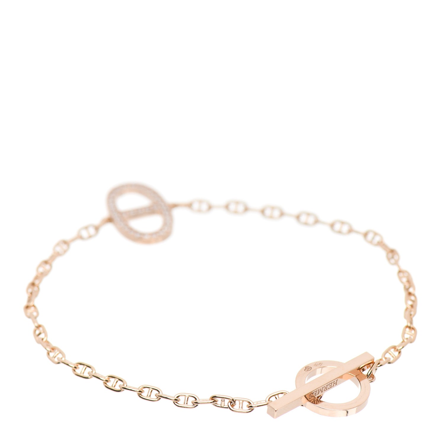 Hermes 18K Rose Gold Diamond Chaine D'Ancre Contour Bracelet ST 2 of 5