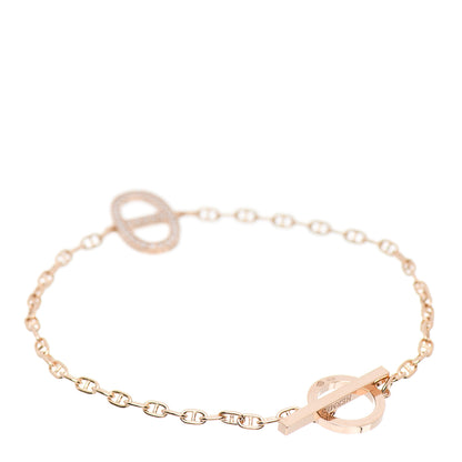 Hermes 18K Rose Gold Diamond Chaine D'Ancre Contour Bracelet ST 2 of 5