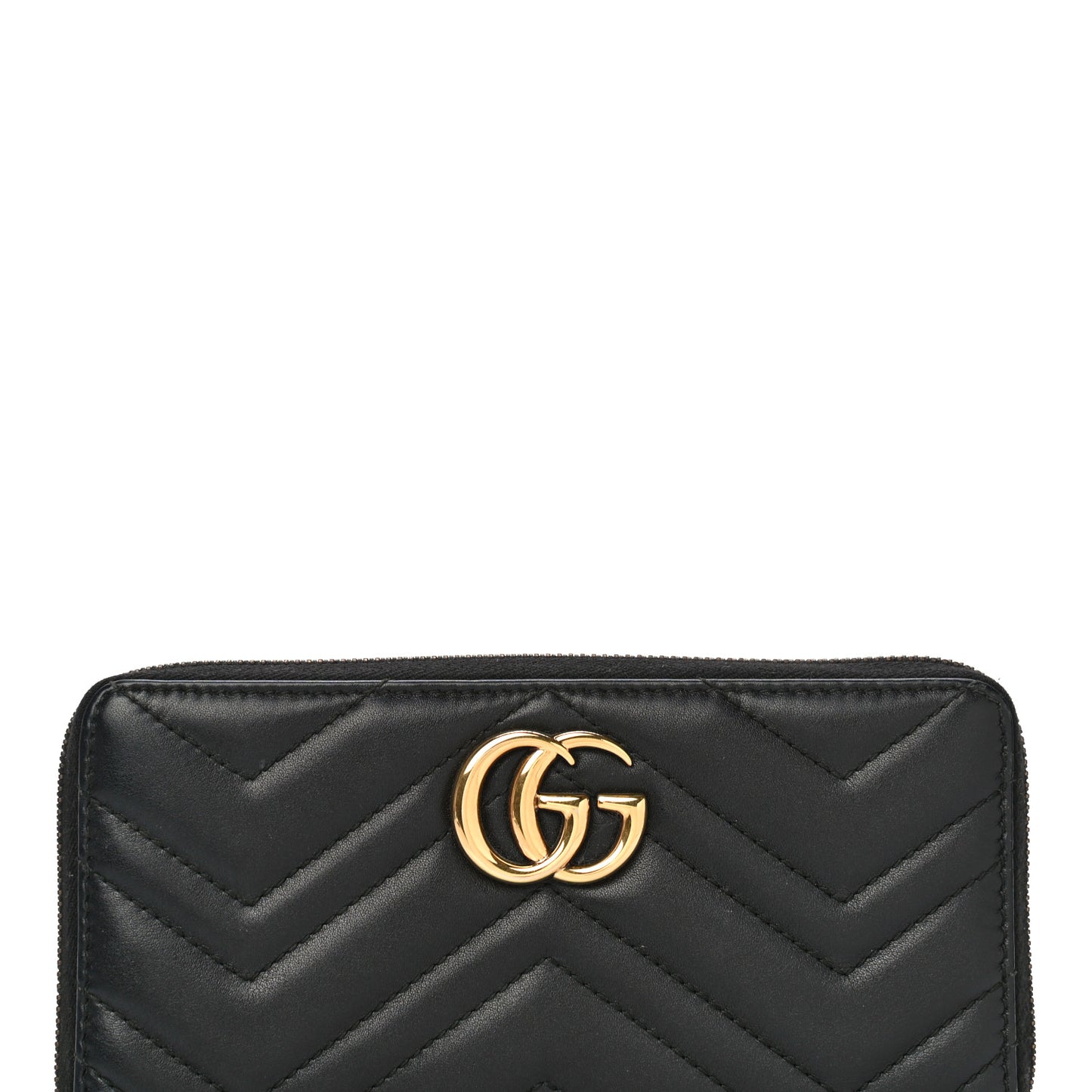 Calfskin Matelasse GG Marmont Zip Around Wallet Black