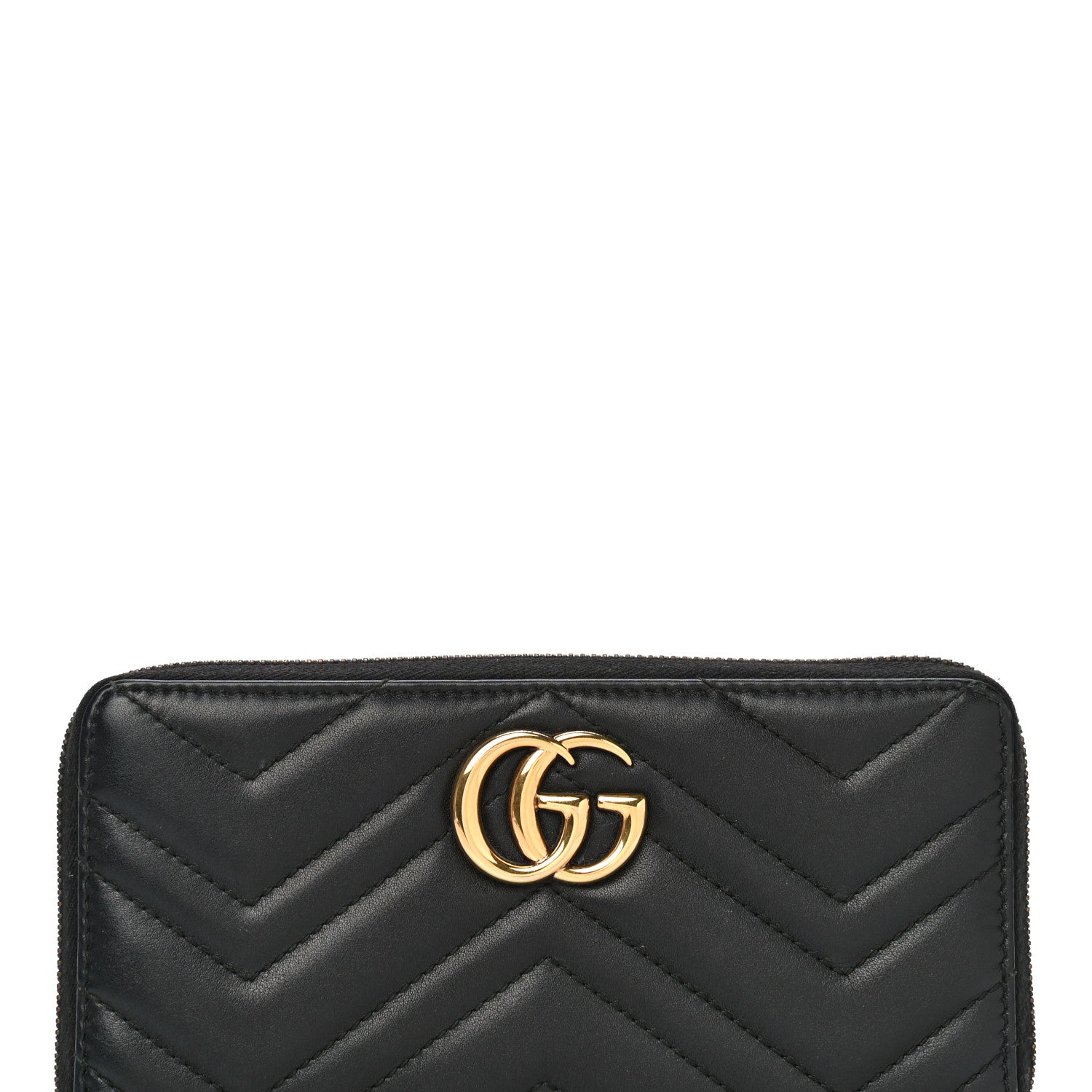 Gucci Calfskin Matelasse GG Marmont Zip Around Wallet Black 7 of 12