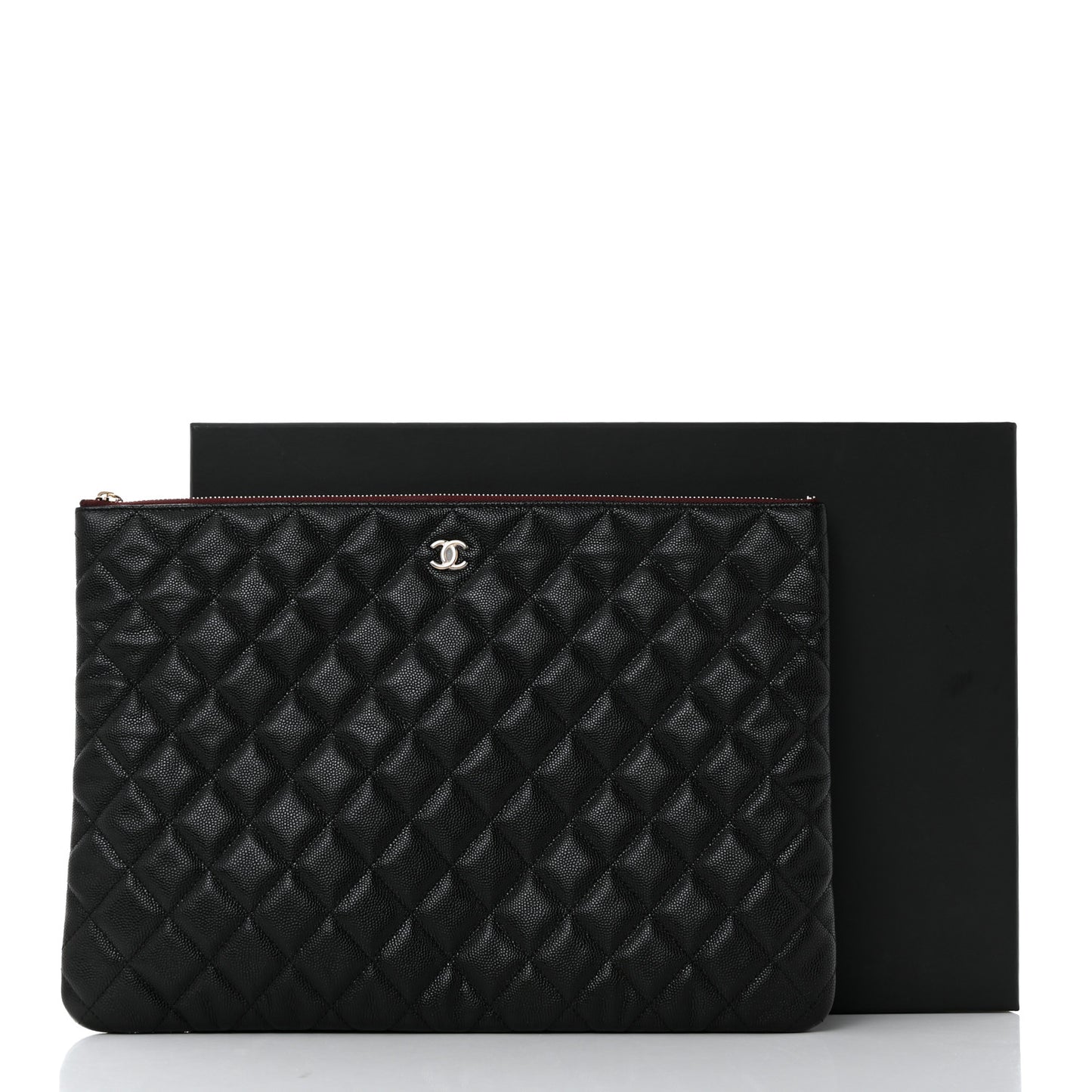 Caviar Quilted Large Cosmetic Case Black