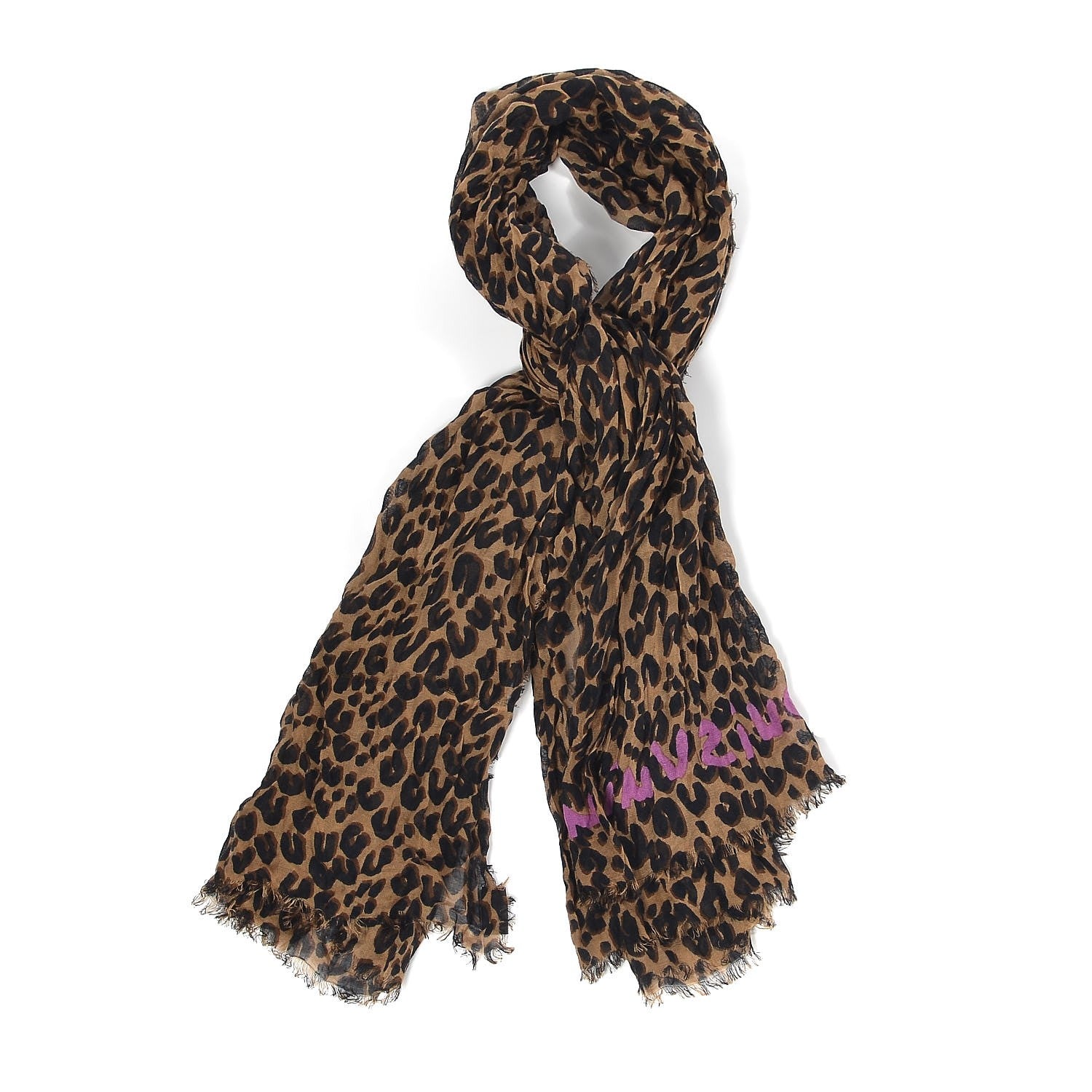 Louis Vuitton Cashmere Silk Leopard Etole Stole Marron 1 of 8