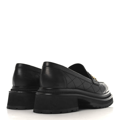 Chanel Calfskin Quilted CC Mocassin Loafers 38.5 Black 5 of 10