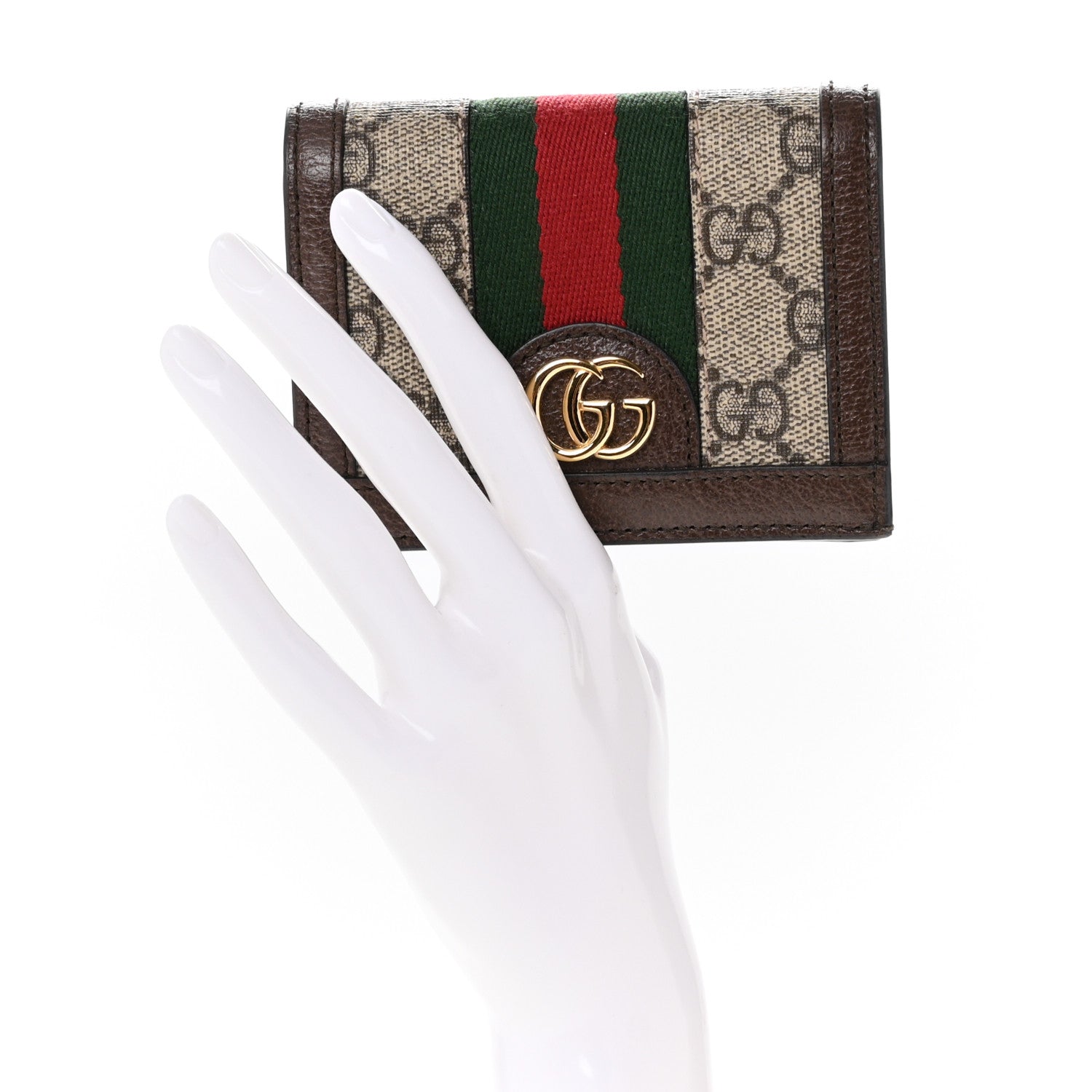 Gucci GG Supreme Monogram Web Ophidia Card Case Beige New Acero 2 of 8