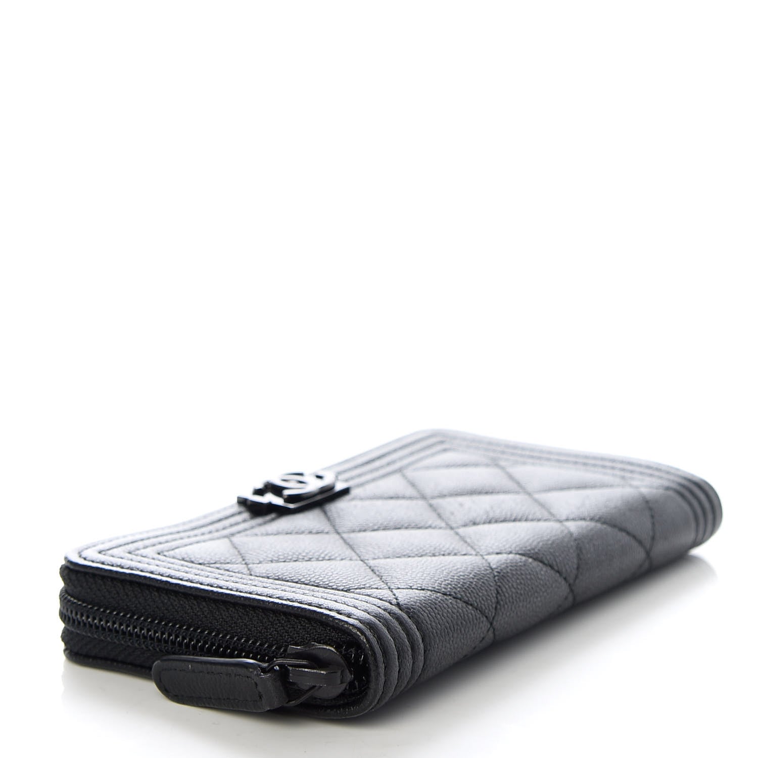 Chanel Caviar Quilted Small Boy Zip Around Wallet So Black 4 of 8