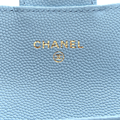 Chanel Caviar Quilted Flap Card Holder Wallet Light Blue 6 of 9
