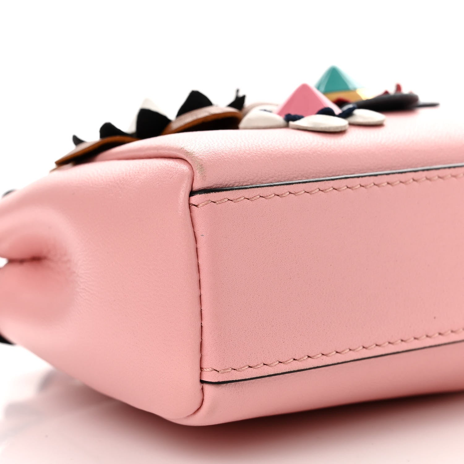 Fendi Nappa Flowerland Micro Peekaboo Iconic Satchel Bubblegum Multicolor 10 of 11