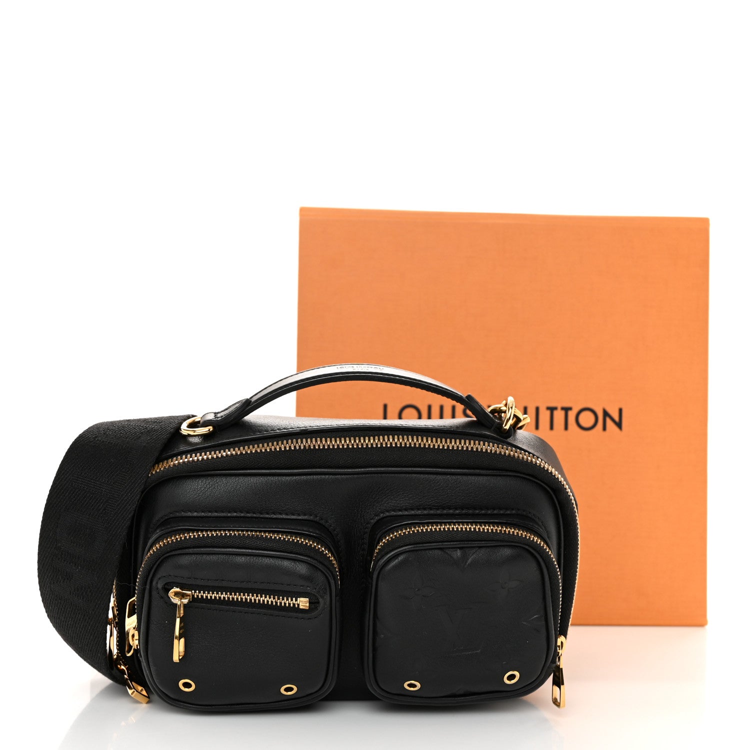 Louis Vuitton Calfskin Monogram Embossed Utility Crossbody Black 10 of 10
