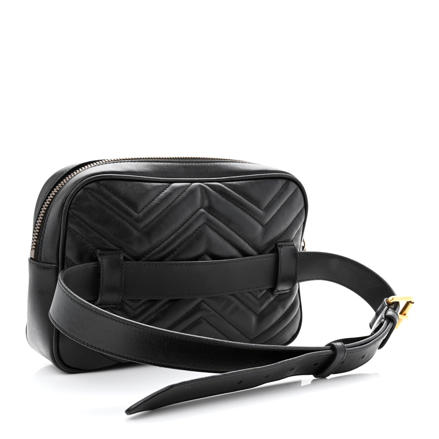 Gucci Calfskin Matelasse Mens GG Marmont Belt Bag 80 32 Black 3 of 12