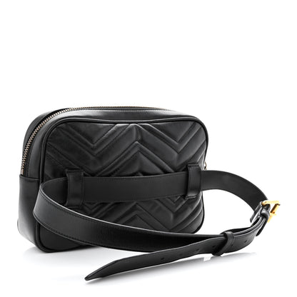 Gucci Calfskin Matelasse Mens GG Marmont Belt Bag 80 32 Black 3 of 12