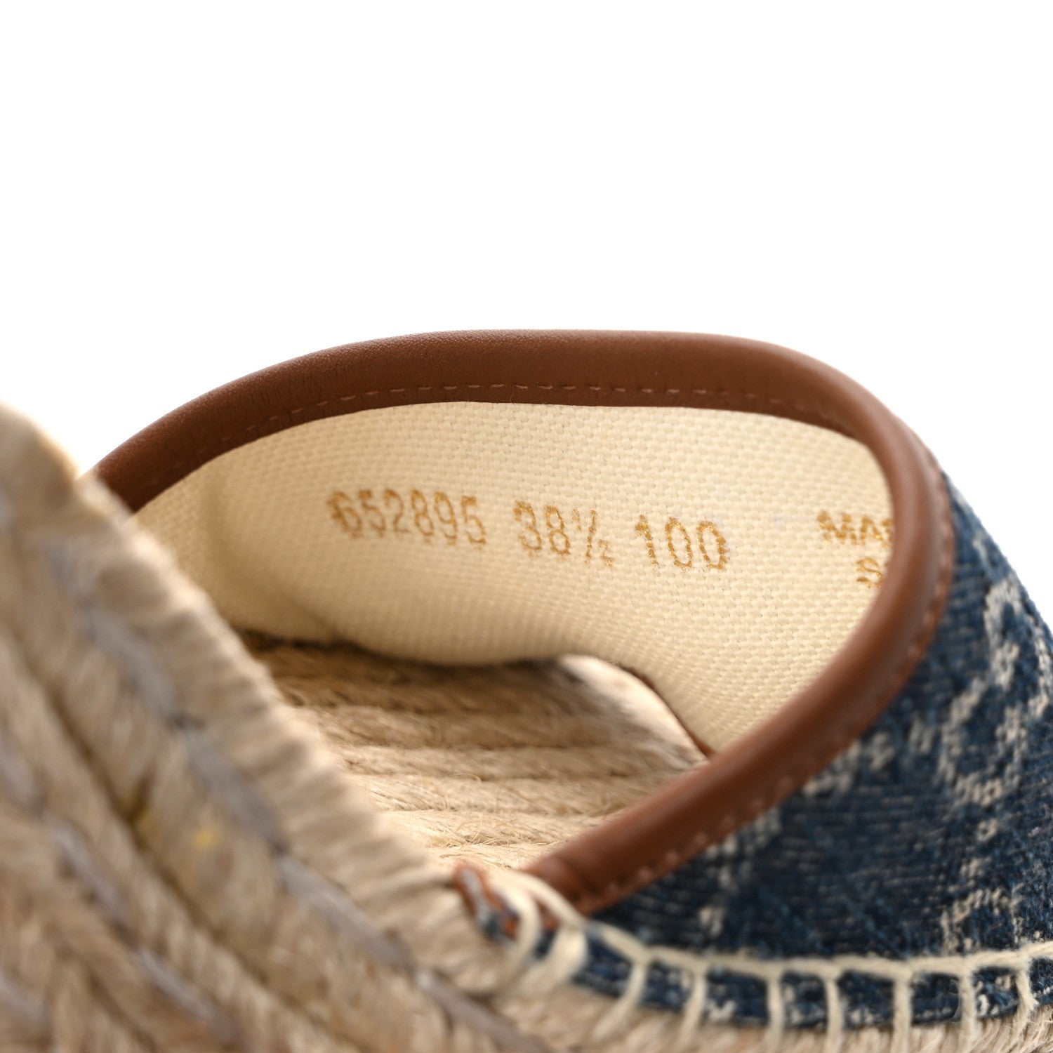 Gucci New Denim GG Monogram Ankle Wrap Espadrille Wedge Sandals 38.5 Blue Tea Cuir Epilog 8 of 8