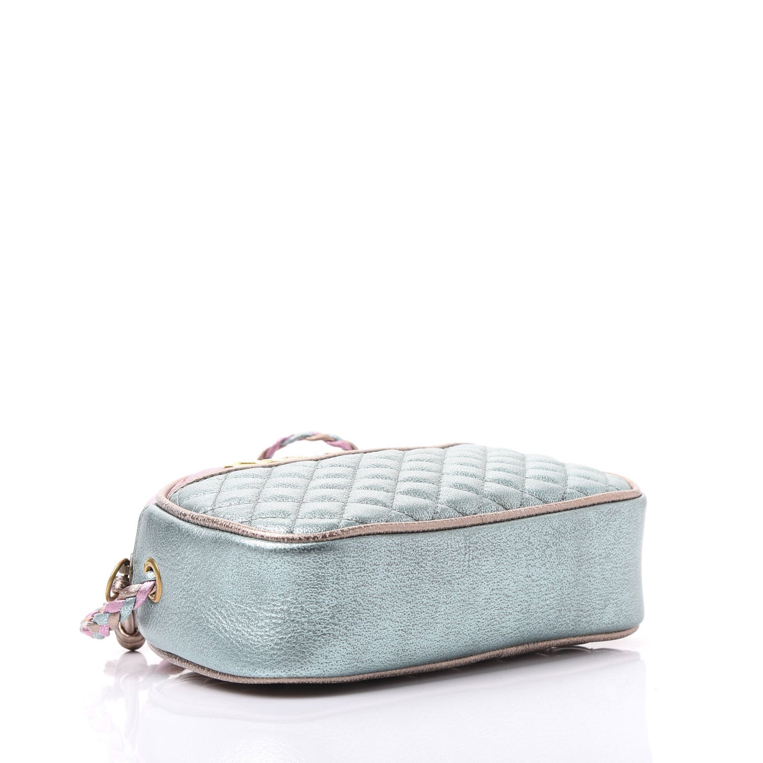 Gucci Laminated Nappa Trapuntata Mini Zumi Dome Shoulder Bag Rosa Lago Rame 3 of 9