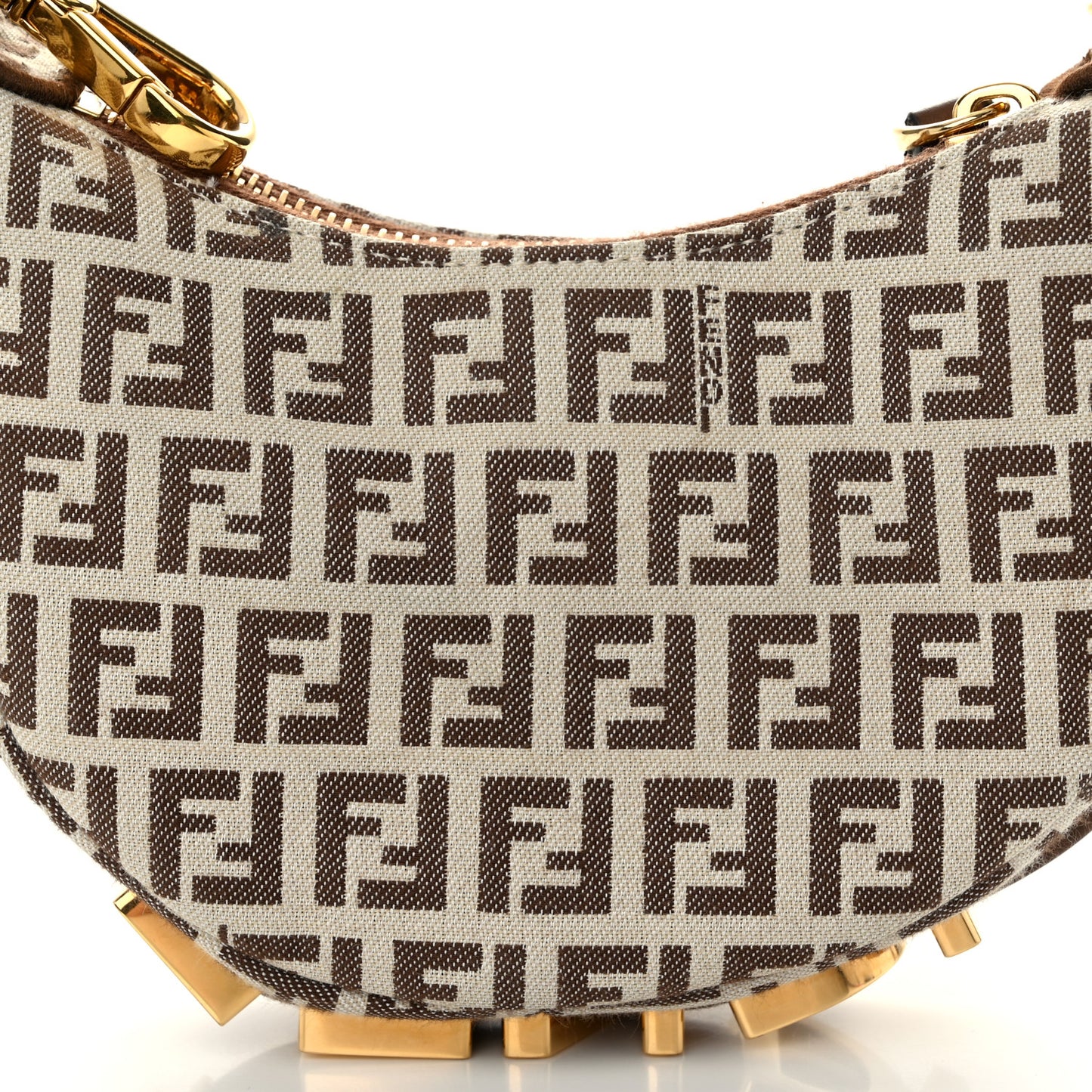Fabric Jacquard FF 1974 Nano Fendigraphy Hobo Charm Beige