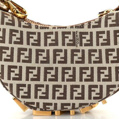 Fendi Fabric Jacquard FF 1974 Nano Fendigraphy Hobo Charm Beige 8 of 11