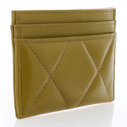 Chanel Shiny Lambskin Quilted Chanel 19 Card Holder Green 3 of 8