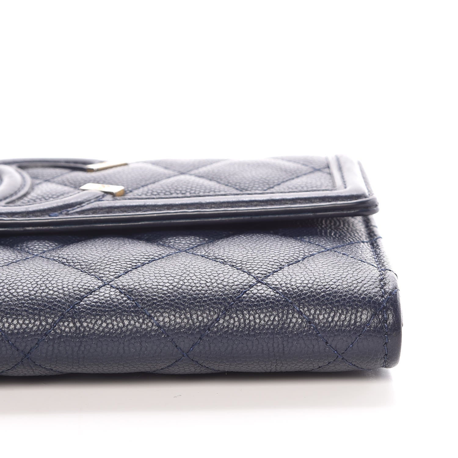 Chanel Caviar Quilted Filigree Flap Wallet Navy 10 of 10