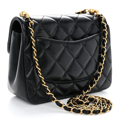 Chanel Shiny Lambskin Quilted Pearl Twist Mini Square Flap Black 3 of 11