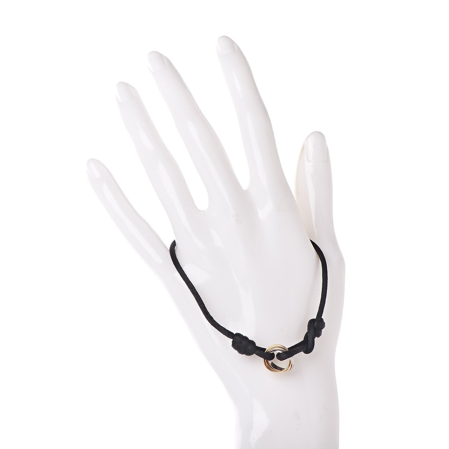 Cartier 18K Pink Yellow White Gold Trinity Adjustable Cord Bracelet Black 2 of 6