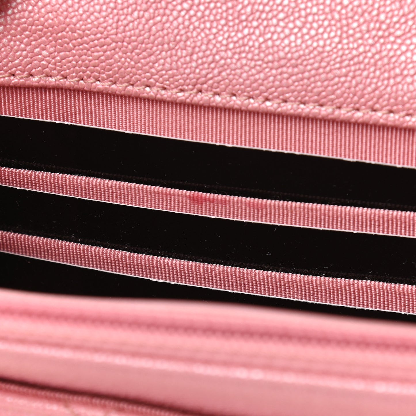 Iridescent Caviar Quilted Wallet on Chain WOC Rose Pink
