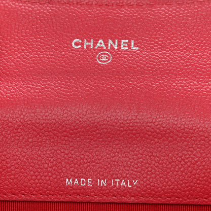 Chanel Caviar Chevron Quilted Flap Card Holder Red 6 of 11