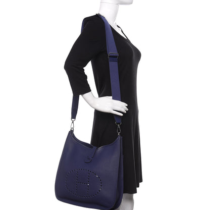 Hermes Taurillon Clemence Evelyne III GM Bleu Encre 2 of 9