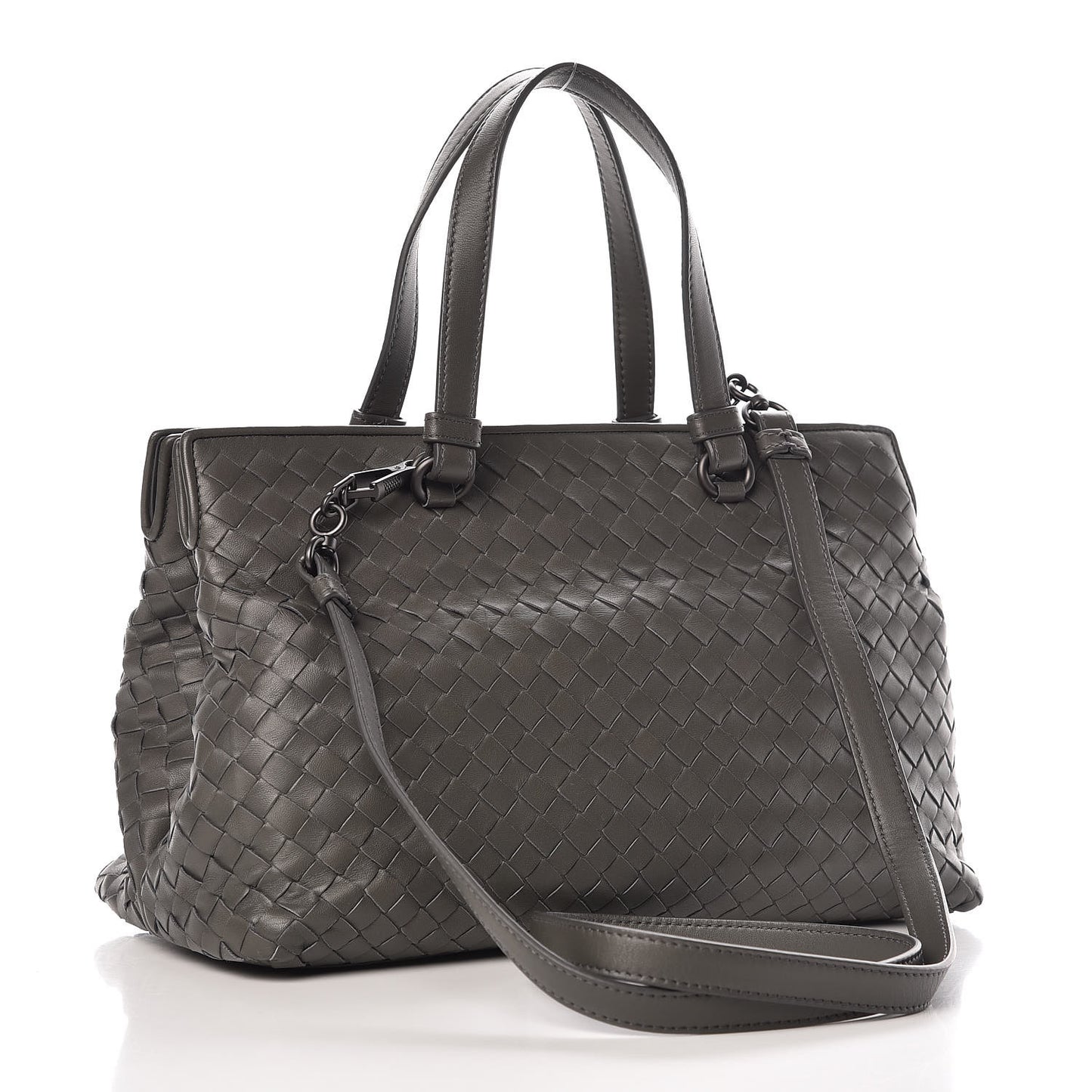 Nappa Intrecciato Medium Top Handle Tote Grey