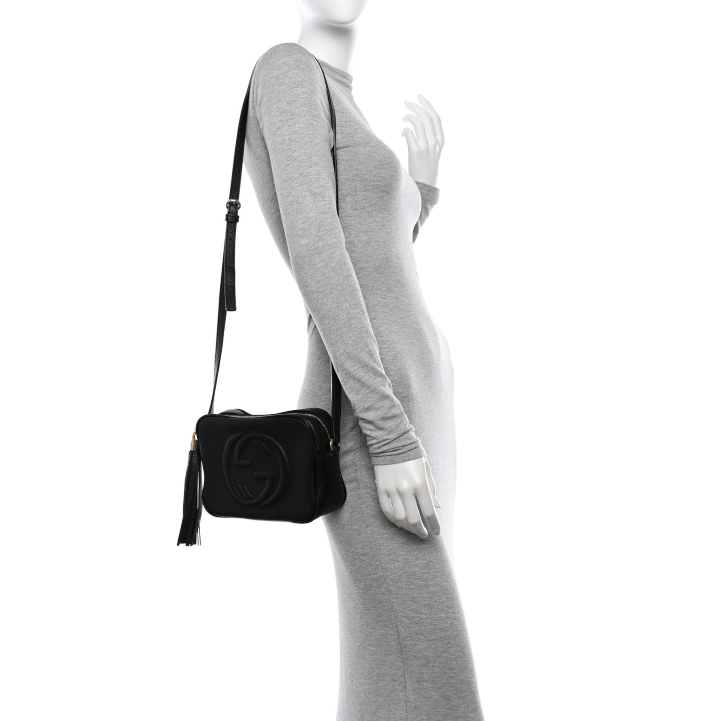 Pebbled Calfskin Small Soho Disco Bag Black