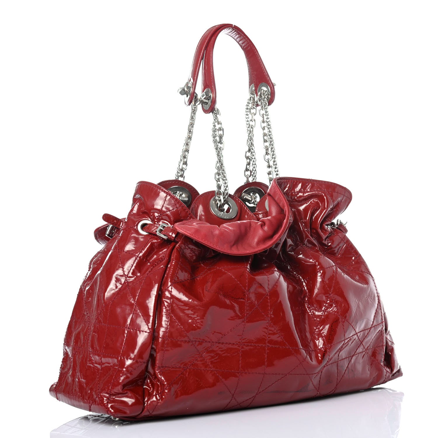 Christian Dior Patent Cannage Medium Le Trente Tote Red 2 of 4