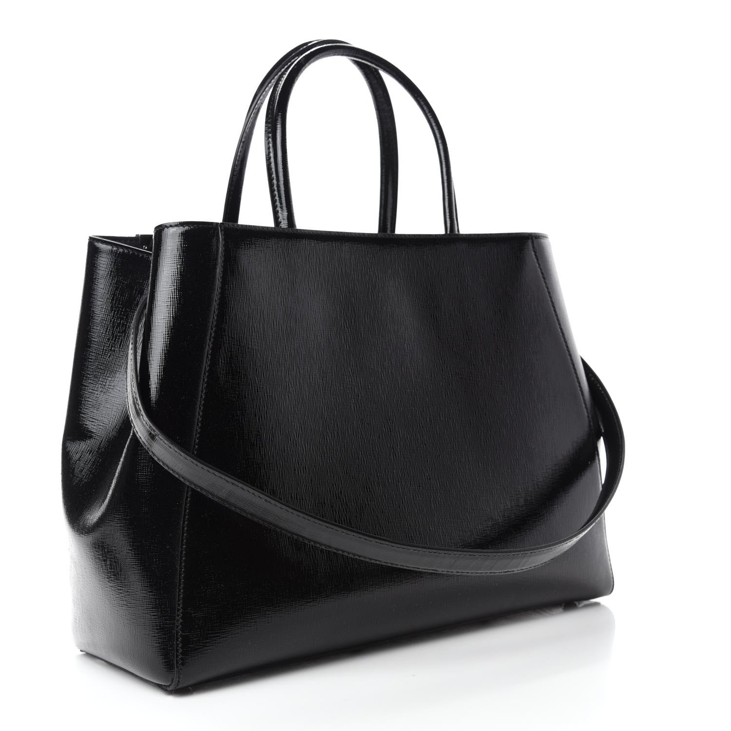 Fendi Patent Vitello Elite Regular 2Jours Tote Black 3 of 10