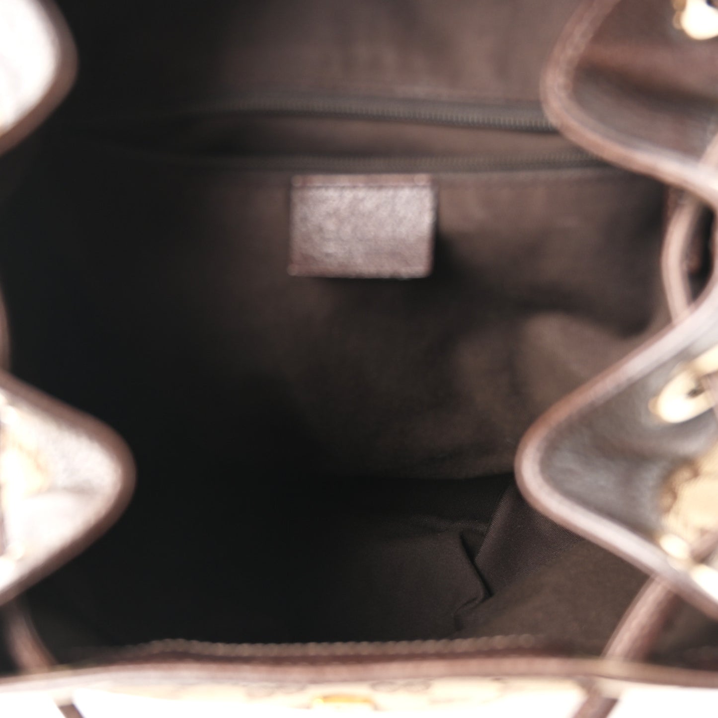 GG Monogram Flap Backpack Brown
