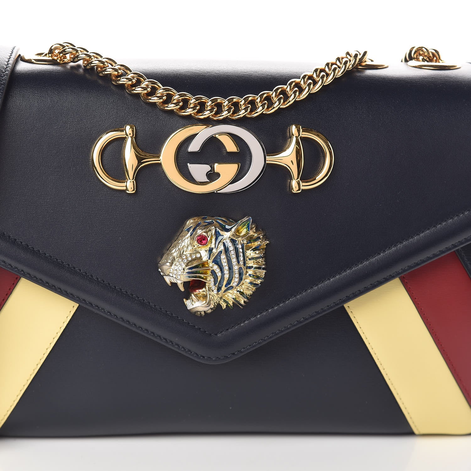 Gucci Vitello Palmellato Lux Crystal Medium Rajah Shoulder Bag Blue Romantic Cerise Butter Multicolor 8 of 10