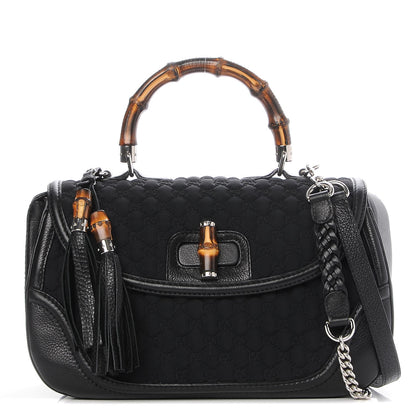 Gucci Rubber Guccissima Large New Bamboo Top Handle Bag Black 1 of 8