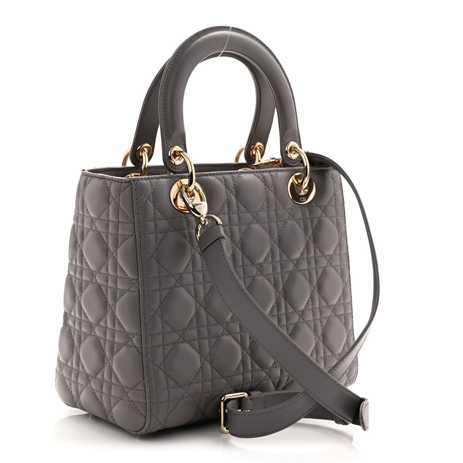 Christian Dior Lambskin Cannage Medium Lady Dior Grey 3 of 10