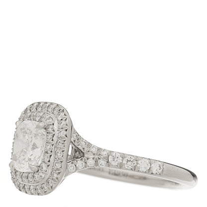 Tiffany Platinum Diamond 1.00ct Soleste Cushion Cut Double Halo Engagement Ring 48 4.5 3 of 7