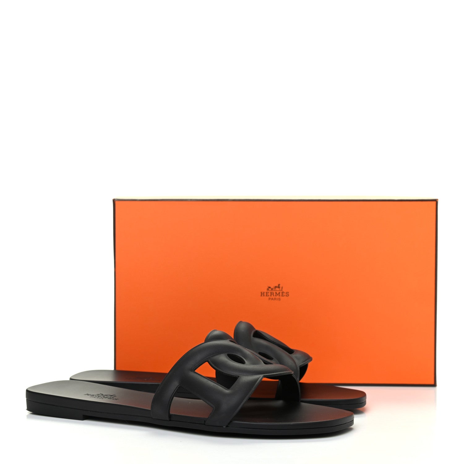 Hermes Rubber Aloha Sandals 38 Black 10 of 10