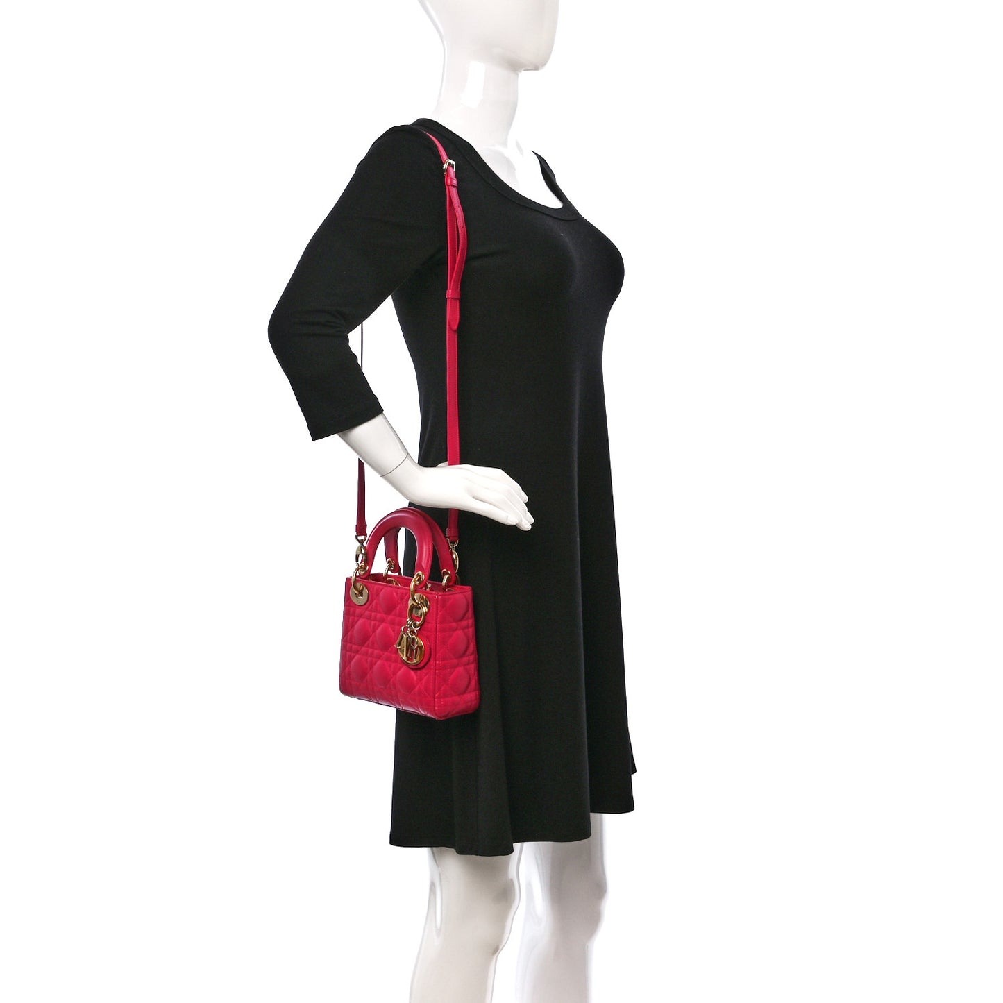 Lambskin Cannage Mini Lady Dior Fuchsia