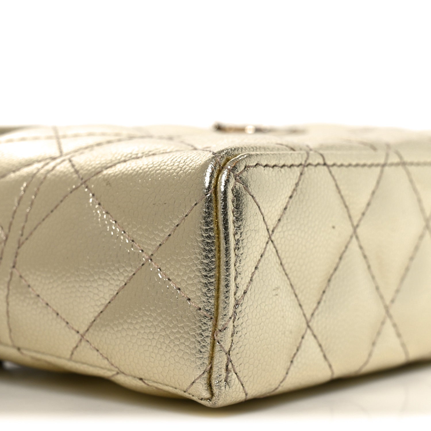 Chanel Metallic Caviar Quilted Trendy Handle Slim Vanity Light Golden 10 of 11