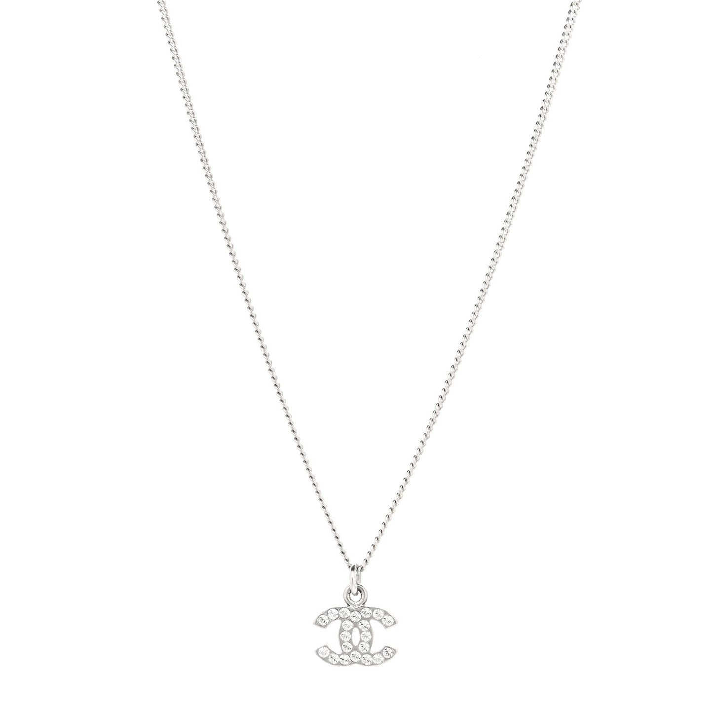 Crystal CC Pendant Necklace Silver