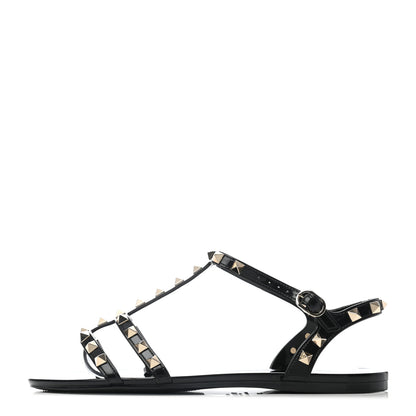 Valentino Garavani PVC Jelly Rockstud Caged Sandals 38 Black 1 of 6