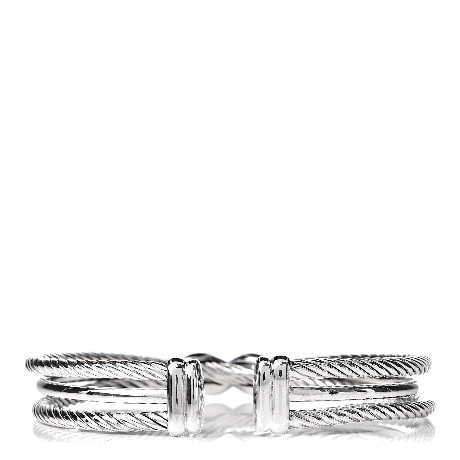 David Yurman Sterling Silver Diamond 7mm Crossover X Bracelet 3 of 4