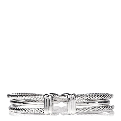 David Yurman Sterling Silver Diamond 7mm Crossover X Bracelet 3 of 4
